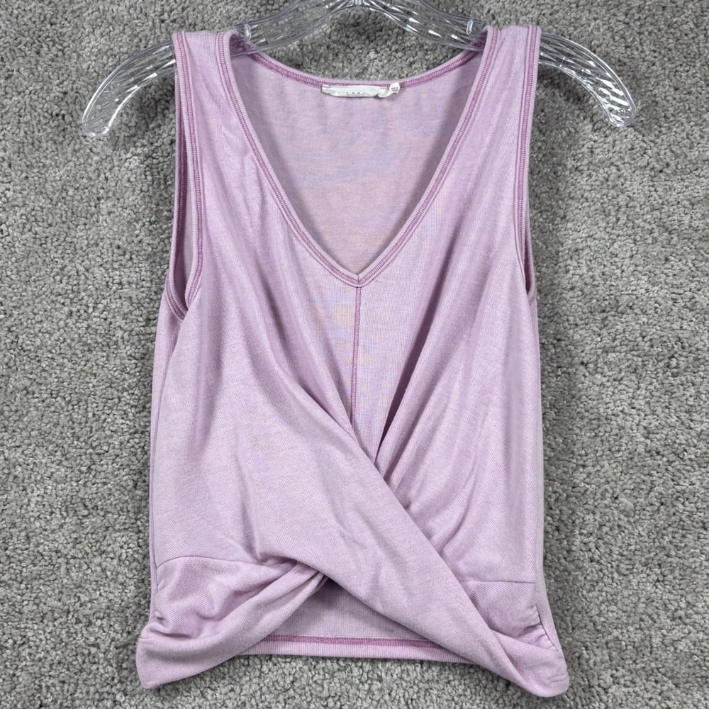 Lush Winsome Orchid Purple V-Neck Twist Front Sleeveless Crop Top Small
